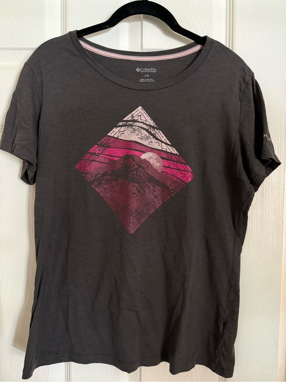 Columbia Women's Charcoal Tee with Pink Graphic